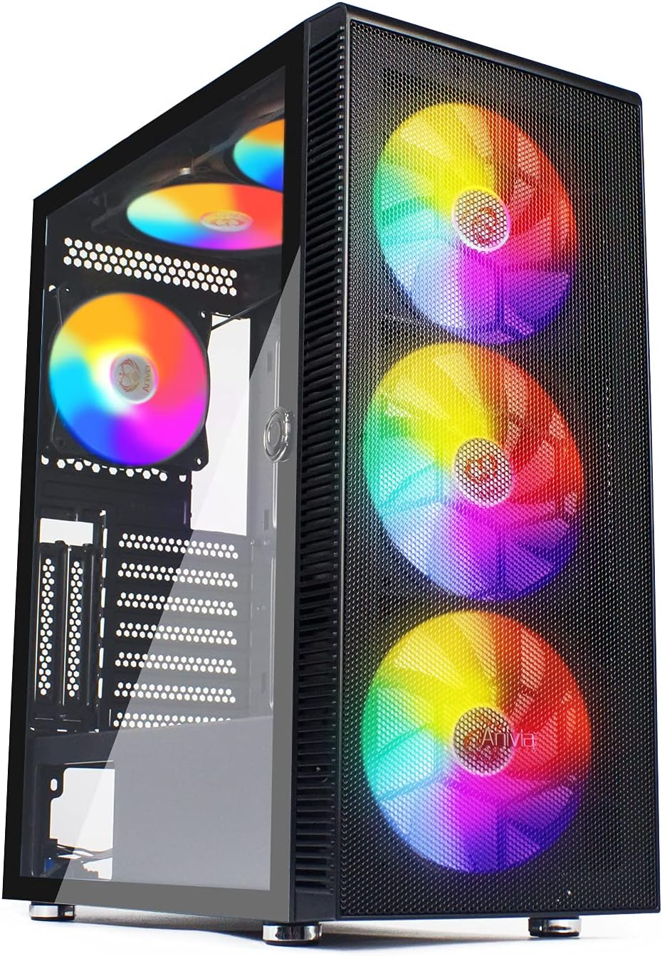 ATX Mid-Tower PC Gaming Case with 6 x 140mm Fans Glass Side Panel Q49077