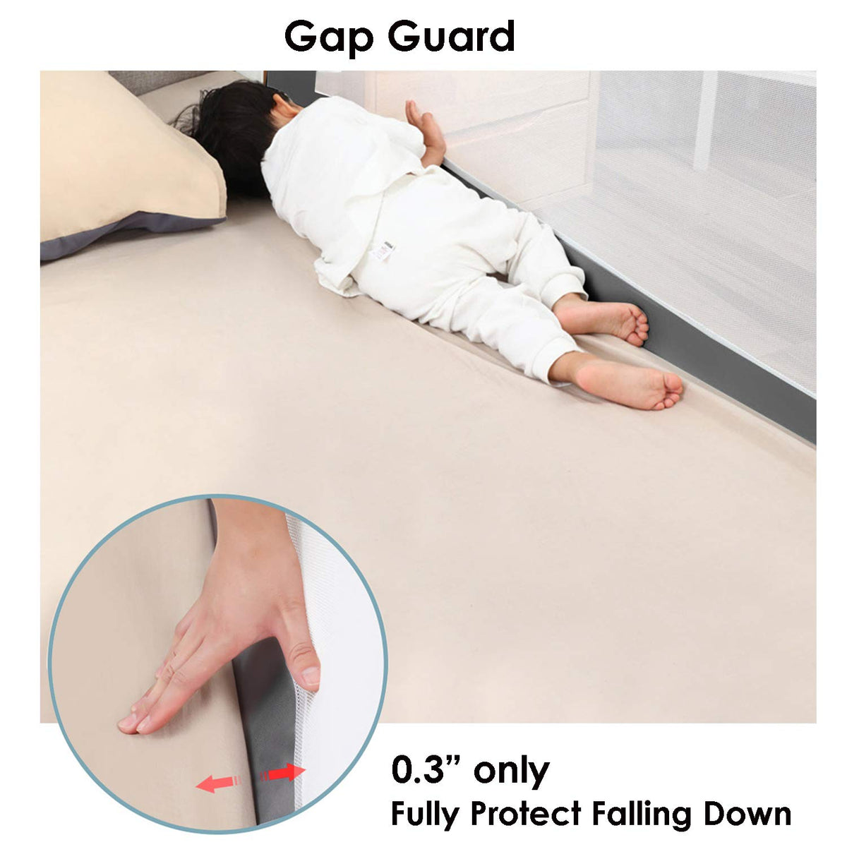 Toddler Bed Rail Guard with Double Lock K7511