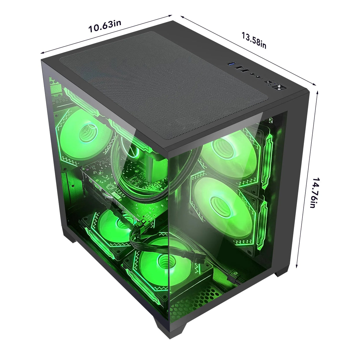 Black Gaming PC with AMD Ryzen 5 5600X RTX 4060TI 16GB 32GB DDR4 RAM 1TB M.2 1TB SATA SSD 240 Liquid Cooler Windows 11 Pro U749346
