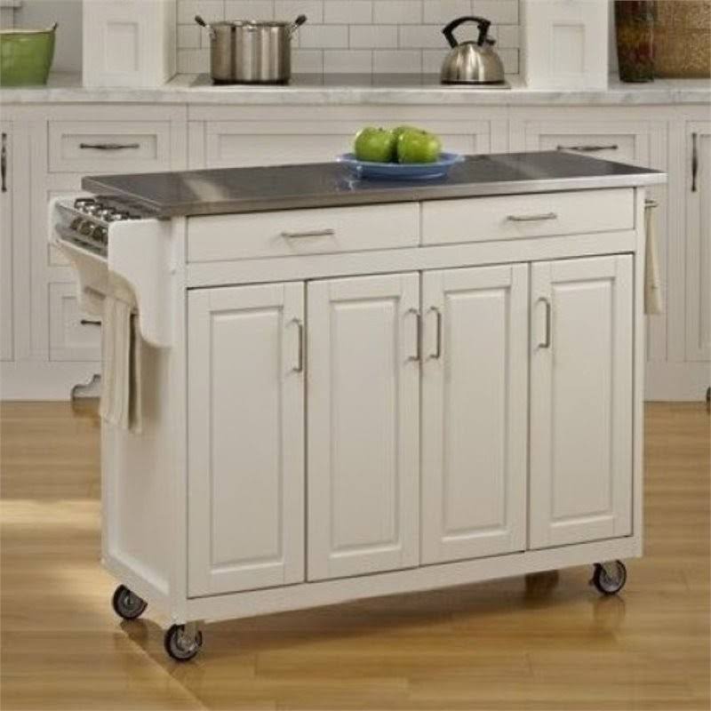 White Stainless Top Kitchen Cart E610904