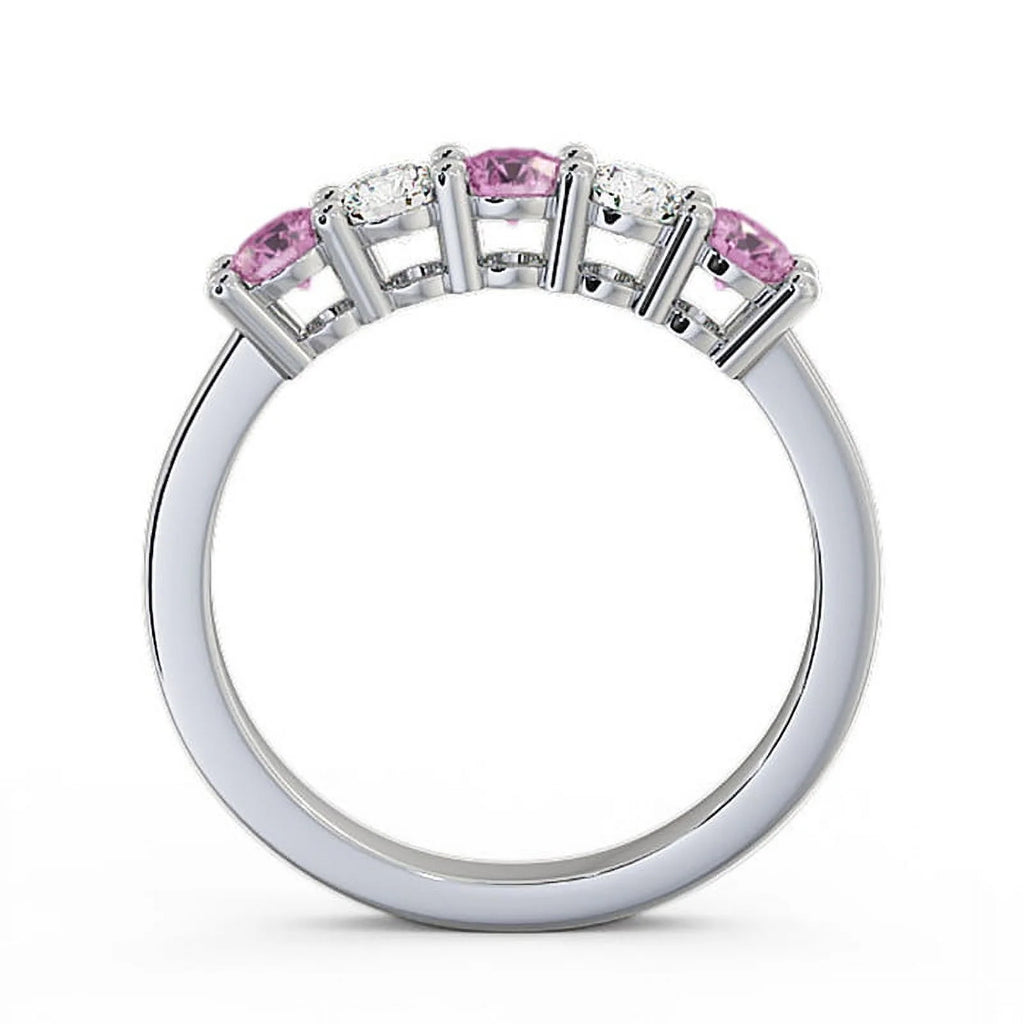 14K White Gold Pink Sapphire Diamond Eternity Band H756