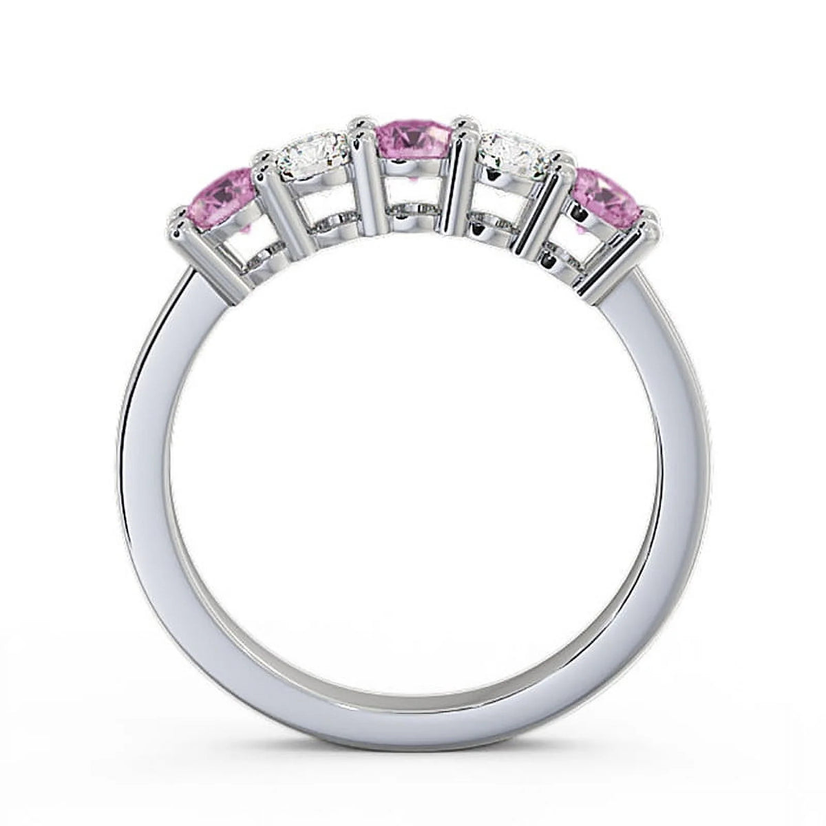 14K White Gold Pink Sapphire Diamond Eternity Band H756