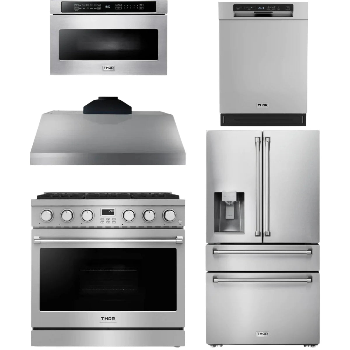 36 Gas Range, Range Hood, Refrigerator, Dishwasher and Microwave F236
