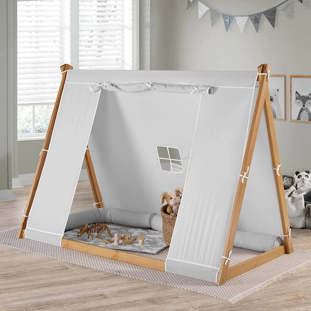 Twin Floor Bed with Natural Frame T60752