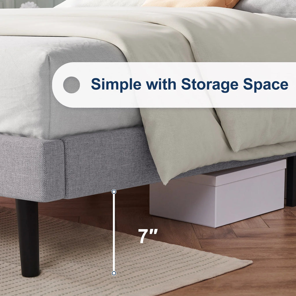 Queen Upholstered Platform Bed Frame with Headboard P89390