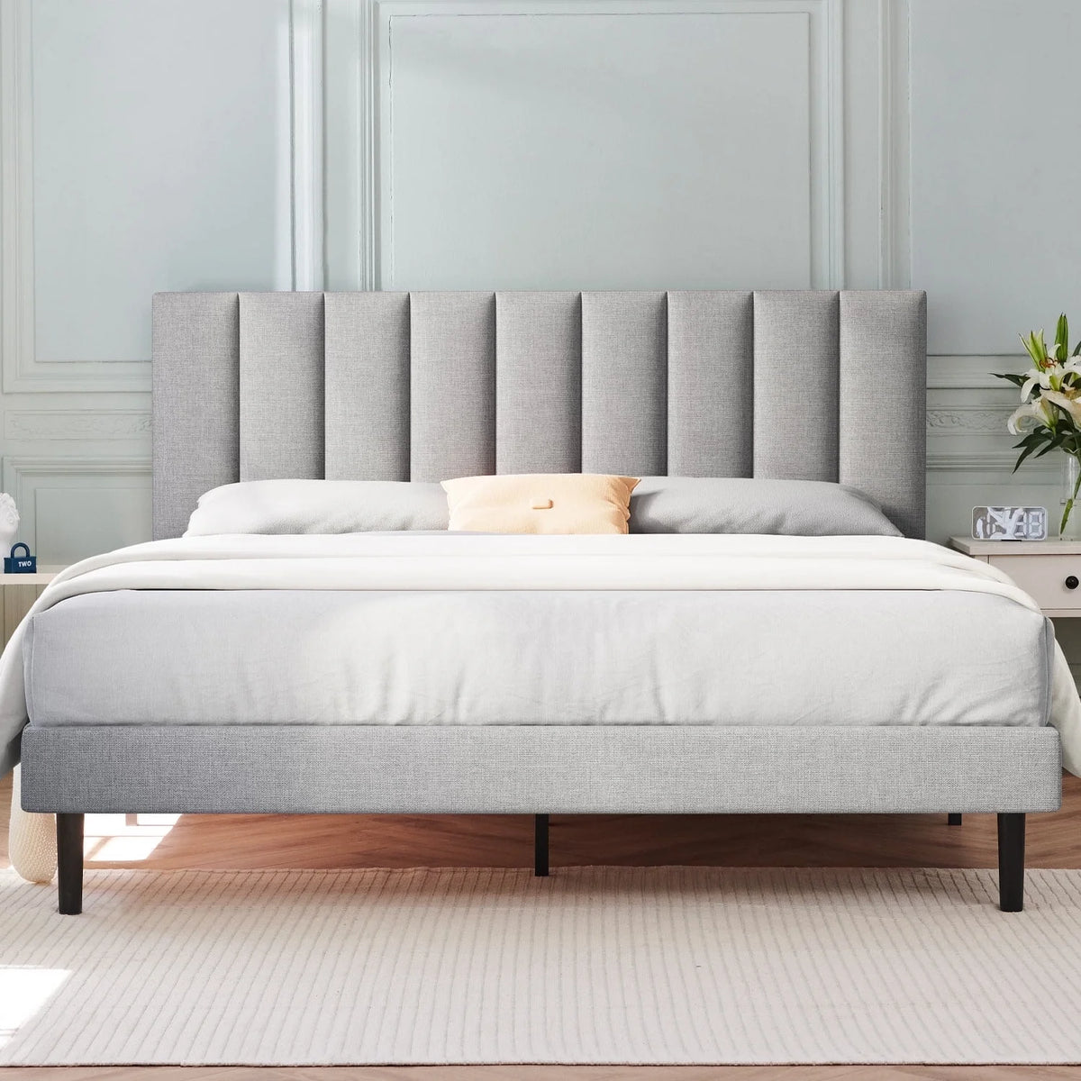 Queen Upholstered Platform Bed Frame with Headboard P89390