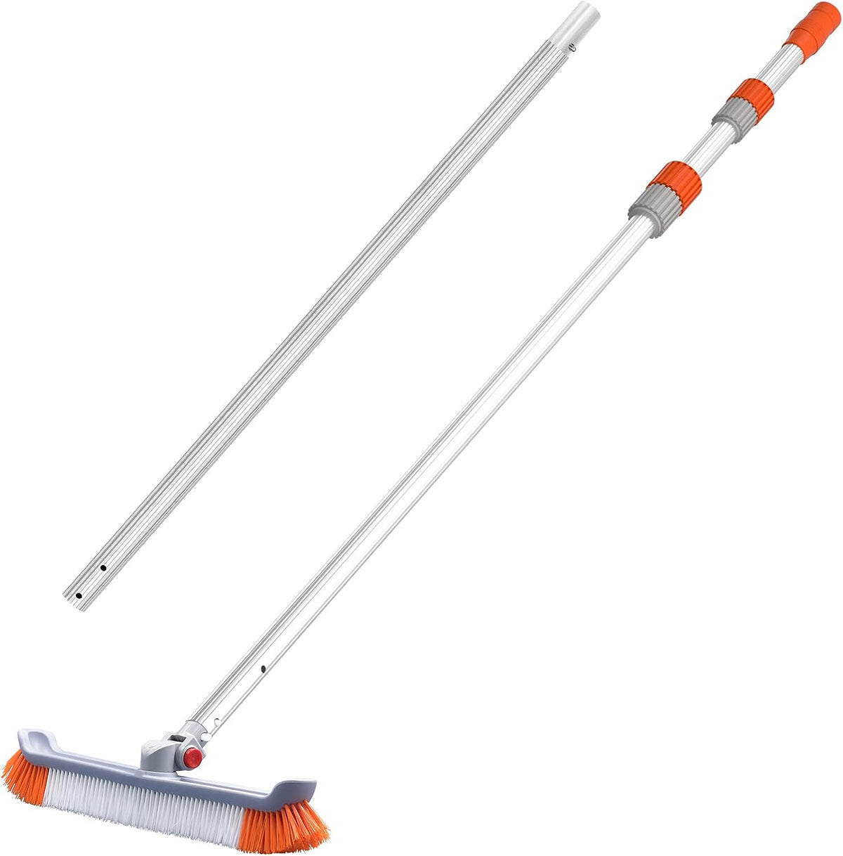 Pool Brush Head with Pole, 18 Polished Nylon Bristles, 12ft, Pack of 2 U7477