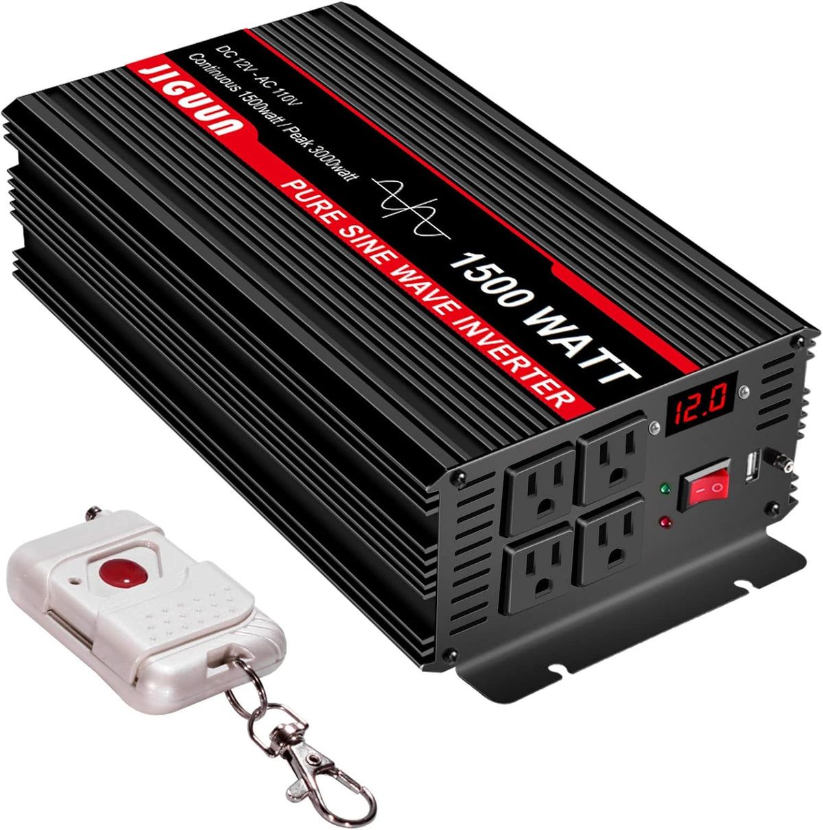 1000 Watt Pure Sine Wave Power Inverter DC 12V to AC 110V Converter F13545
