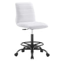Black White Vegan Leather Drafting Chair N39755