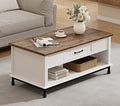 White Coffee Table with 1 Drawer and Storage Shelf J497859