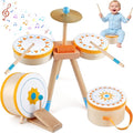 Wooden Kids Drum Kit with Cymbal, Pedal Bass Drum & 2 Drumsticks E691