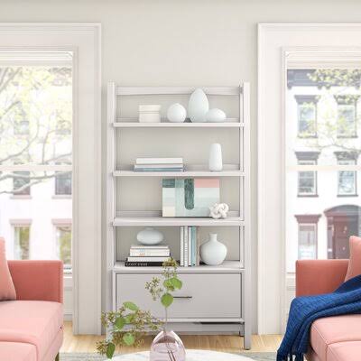 70.25x22 H x 38x22 W White Ladder Bookcase N3338
