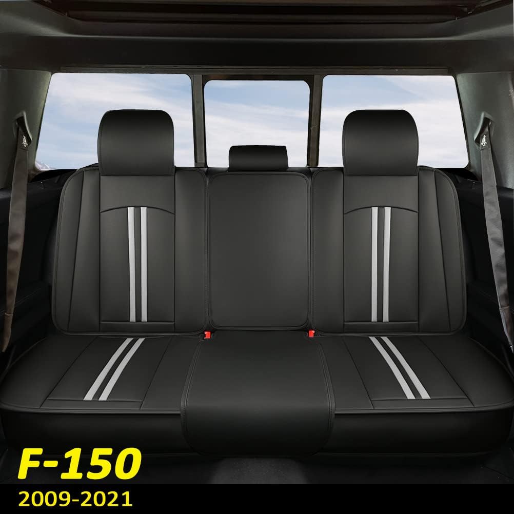 Front Seat Covers Faux Leather Pickup Trucks Seat Protectors (Black+Beige) S501