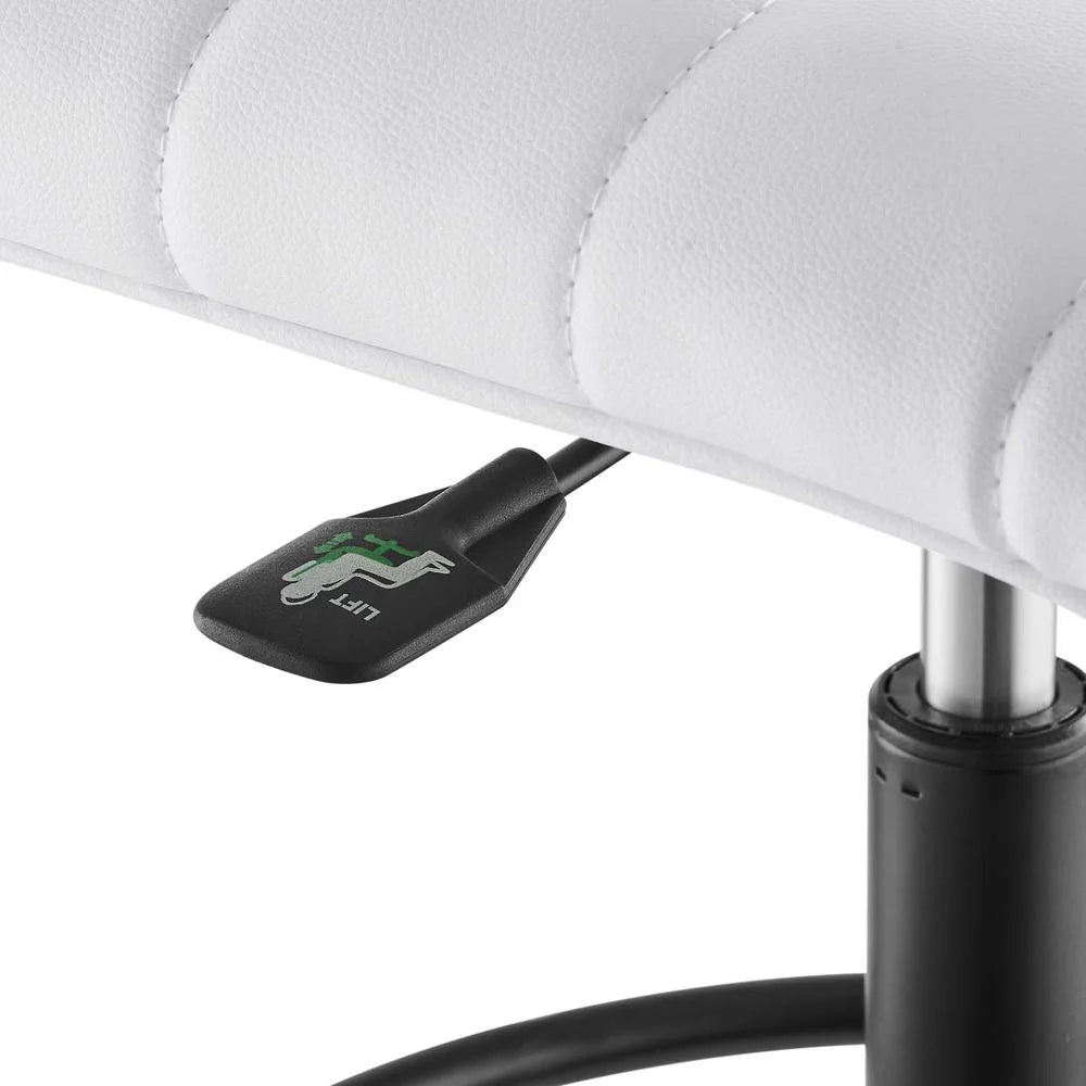 Black White Vegan Leather Drafting Chair N39755