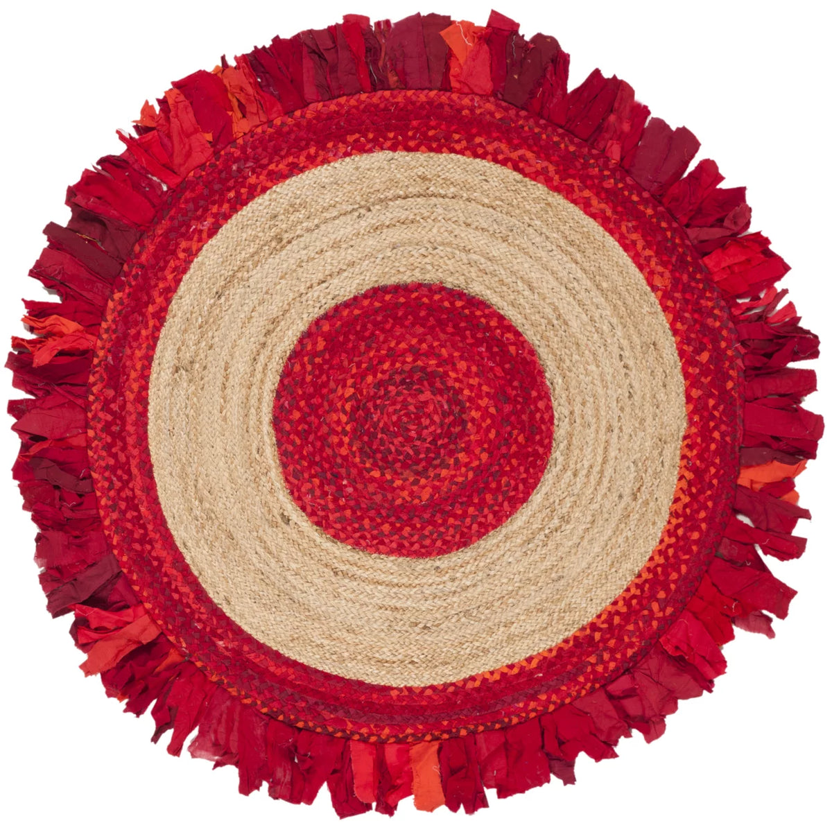 Red Natural Braided Area Rug 5' x 5' Round D9985