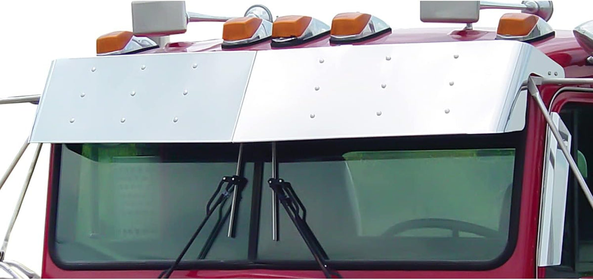 Stainless Steel 12” Drop Visor for Kenworth W900 Style Cab D853