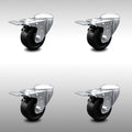 3.5 inch Soft Rubber Swivel Bolt Hole Caster Set with Total Lock Brake X58072
