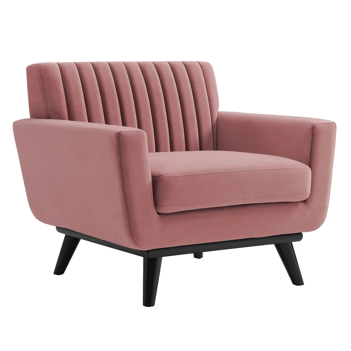Dusty Rose Channel Tufted Performance Velvet Armchair Y760