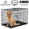 Foldable Large Metal Wire Dog Crate with Plastic Tray I67674