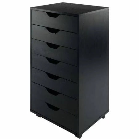 7-Drawer Wood Filing Cabinet Mobile Storage Cabinet Black L343284