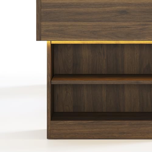 Walnut Wooden Pet Bed with 2 Cushions and Led Light G194780