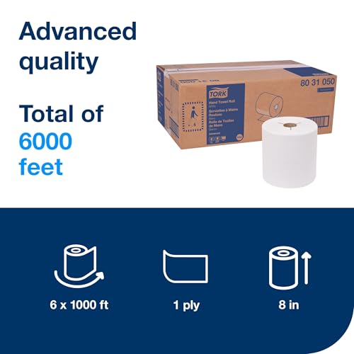 Natural White 100% Recycled Fiber Hand Towel Roll, 6 Rolls x 800 ft Q22386