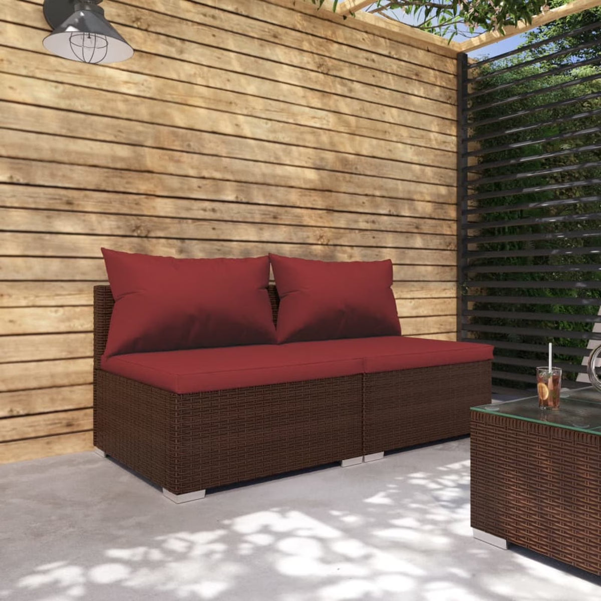 2 Piece Patio Furniture Set with Cushions Poly Rattan Brown A660651