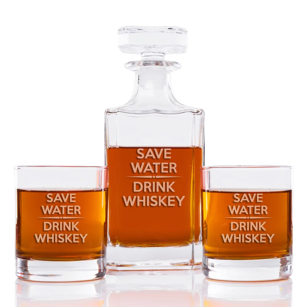 26 oz. Classic Square Decanter and Rocks Glasses Set of 3 K66693