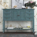 Green Console Table with 6 Drawers and 1 Cabinet B9716