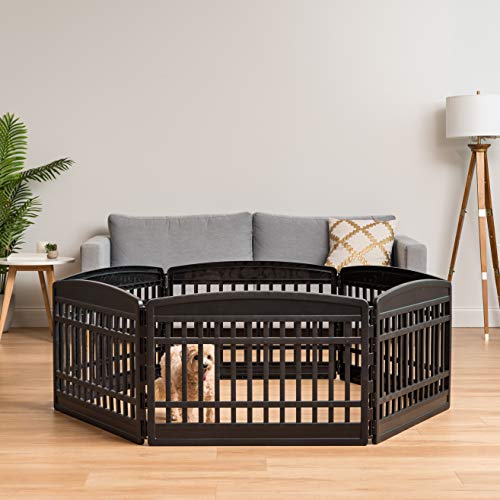 Black 8-Panel Dog Playpen with Door H662