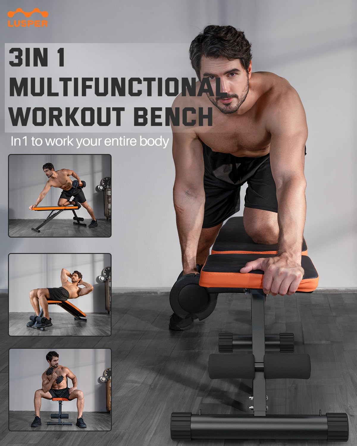 Weight Bench & Adjustable Dumbbells Set, 44LB Free Weights with Connector U58836