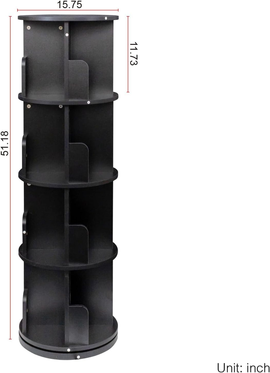 Black 4 Tier Rotating Wood Bookshelf Z988
