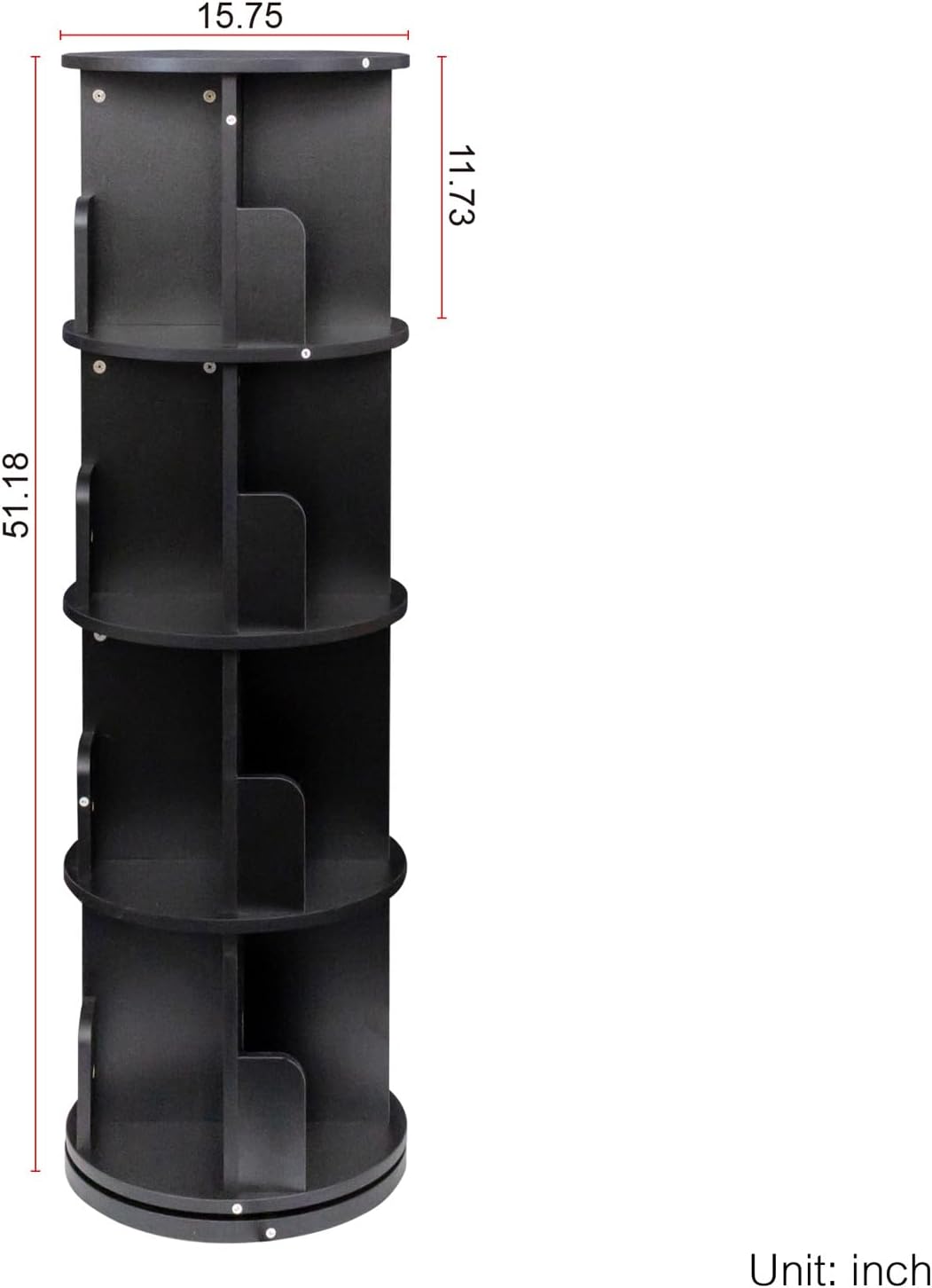 Black 4 Tier Rotating Wood Bookshelf Z988