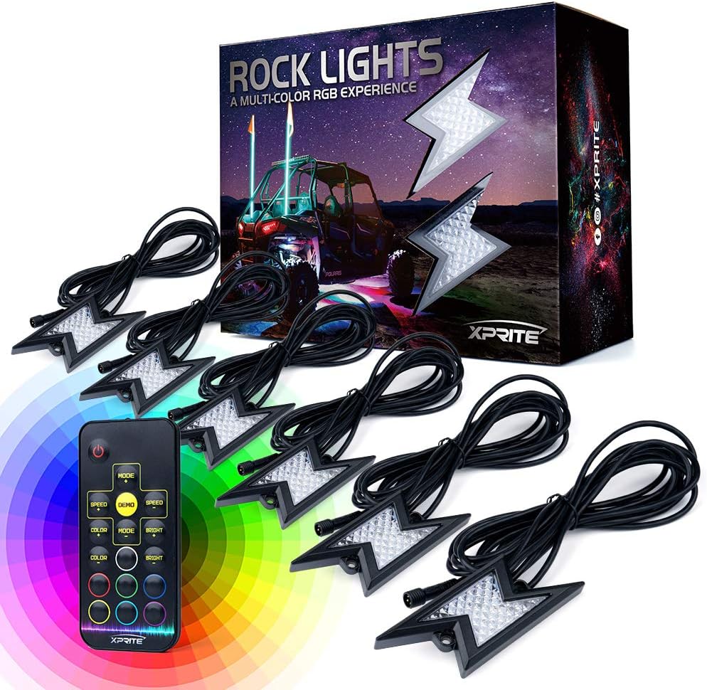 RGB LED Rock Lights Kit with Wireless Remote Control, 6PCS V770911