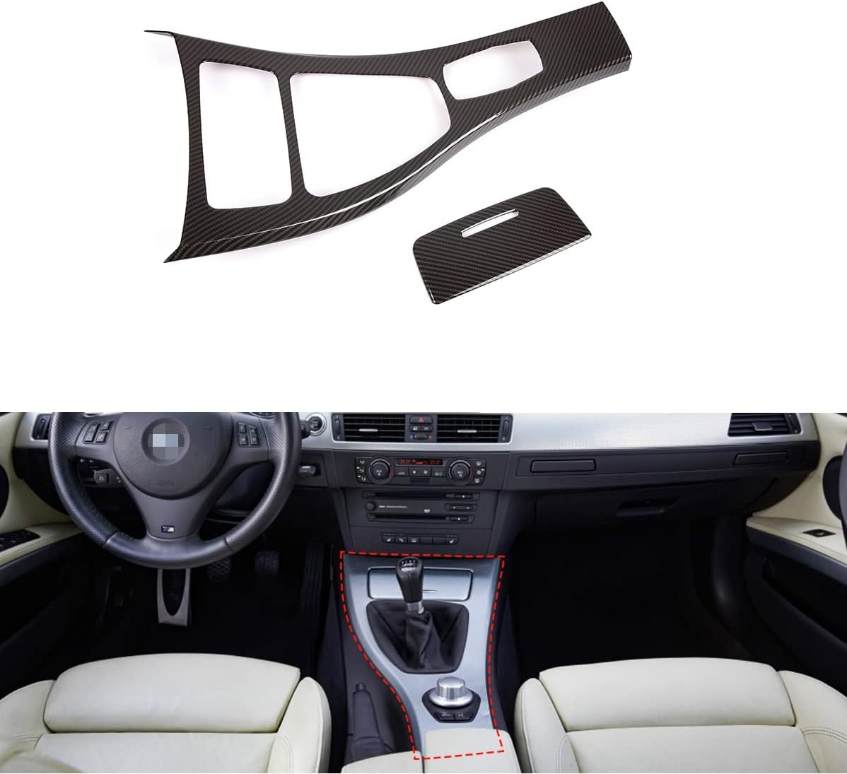 Carbon Fiber Center Console Gear Shift Frame Pack of 2 W70132