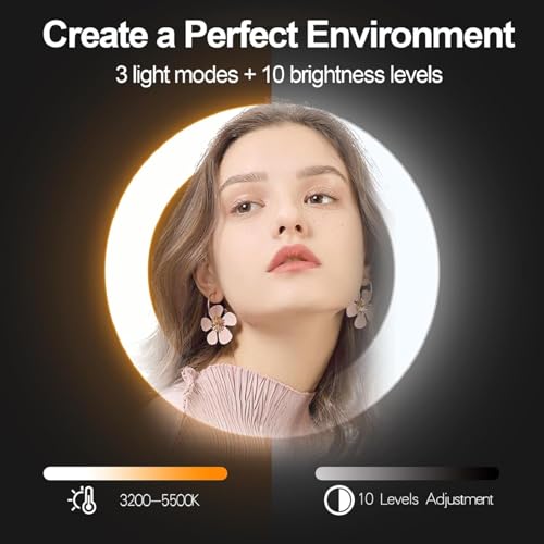 10" Dimmable LED Ring Light with Tripod Stands and Phone Holder Y823