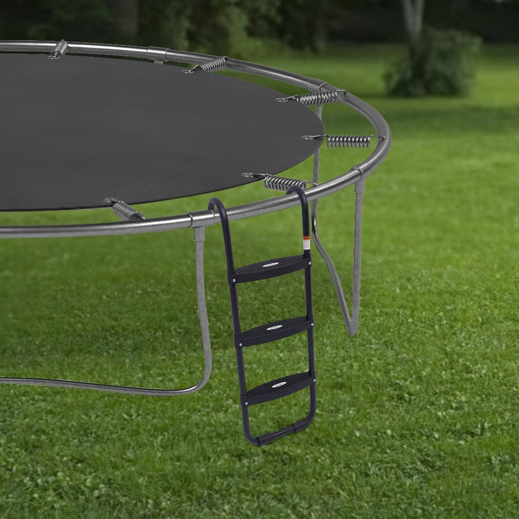 Black Trampoline Ladder 3 Wide with Anti-Slip Steps Steel 14X42in J62880