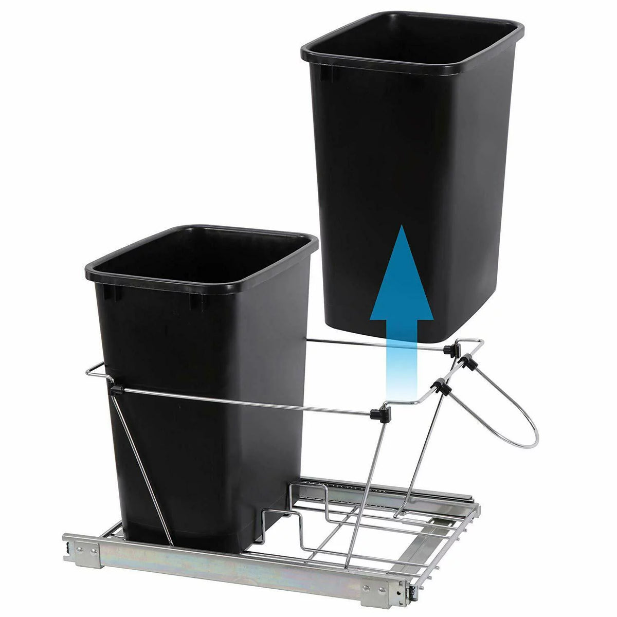 Double 35 Quart Pull Out Trash Kitchen Under Cabinet Waste Container F7380