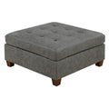 Antique Grey Tufted Leatherette Ottoman A456