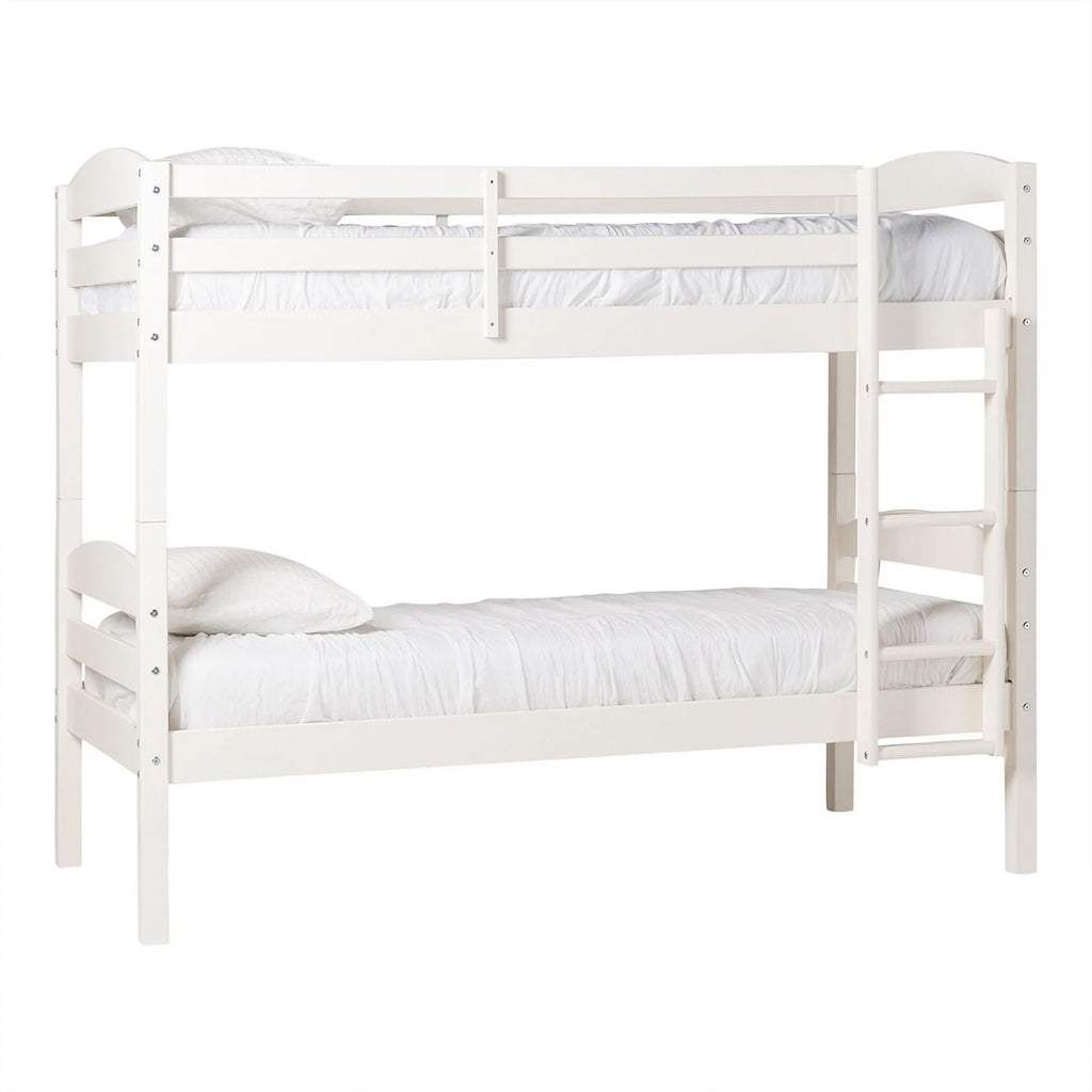 Solid Wood Twin-over-Twin Bunk Bed Frame in White T653