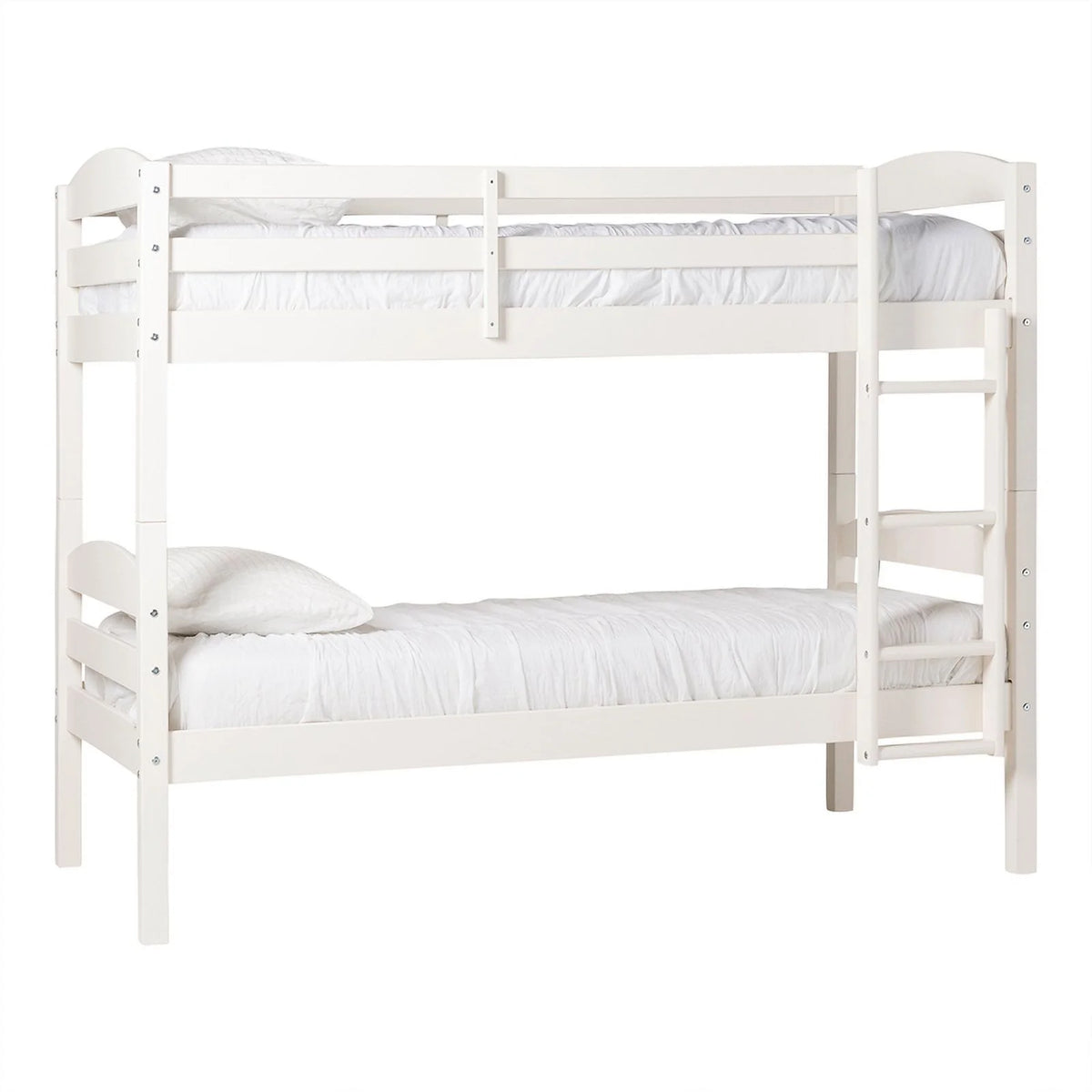 Solid Wood Twin-over-Twin Bunk Bed Frame in White T653
