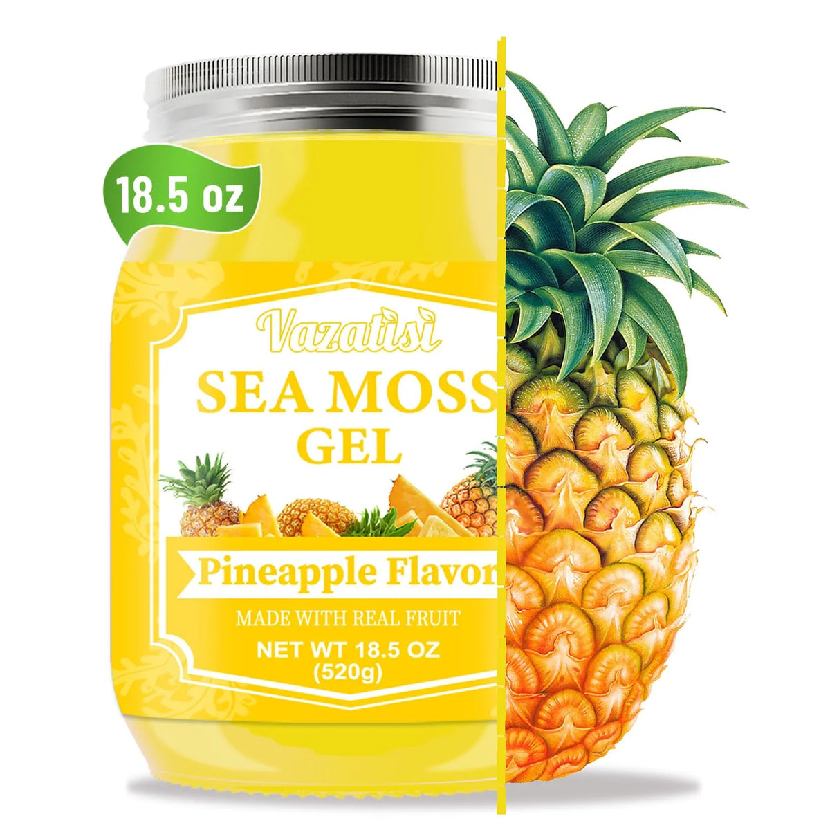 18.5 OZ Organic Raw Vegan Pineapple Sea Moss Gel T1220