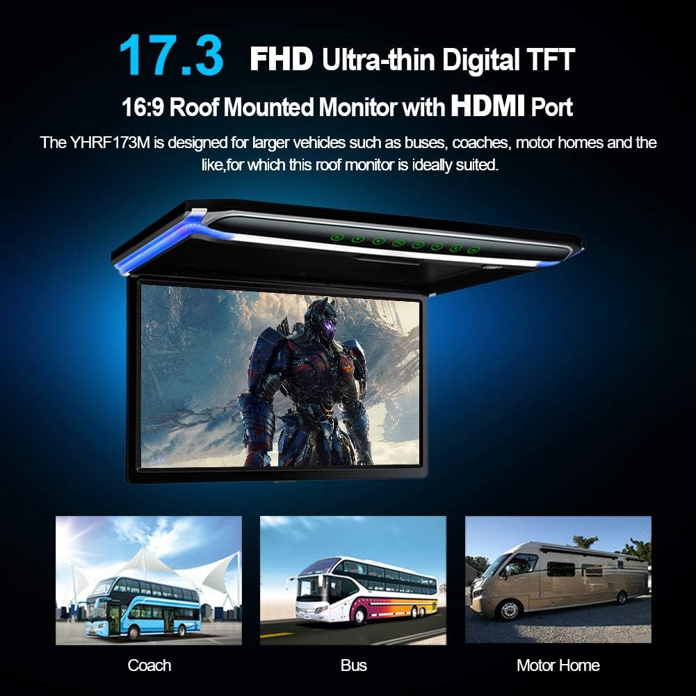 17.3 Car Overhead Flip Down Monitor with HDMI IR FM USB SD G841755