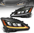 Full LED Projector Headlight with Sequential Turn Light, Amber Reflector (Set of 2) O162