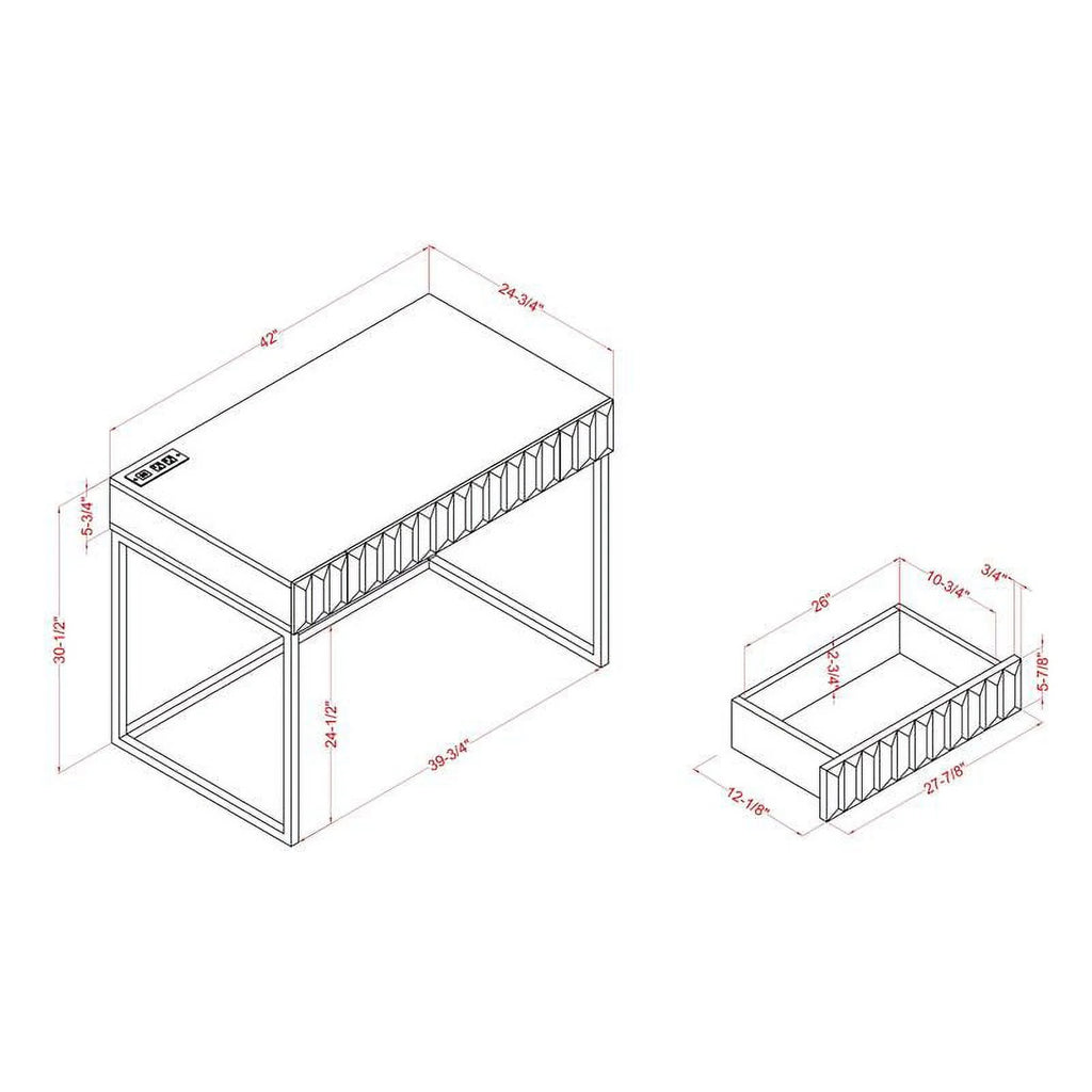 White Wood Writing Desk with USB Port Y864