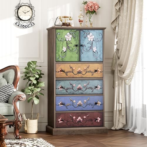 50'' Tall 4 Drawer 2 Door Wood Dresser K1546