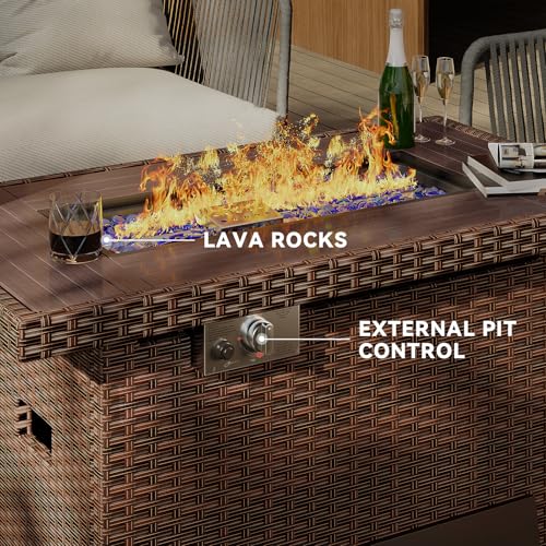 41" Propane Fire Pit Table 50,000 BTU with Removable Lid & Waterproof Cover Black I471383