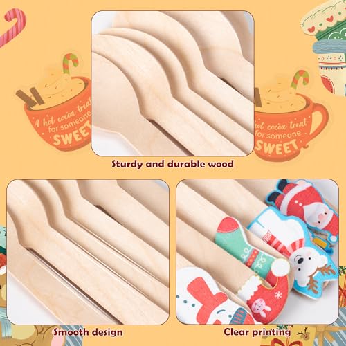 100 Set Christmas Disposable Wooden Spoons K948136