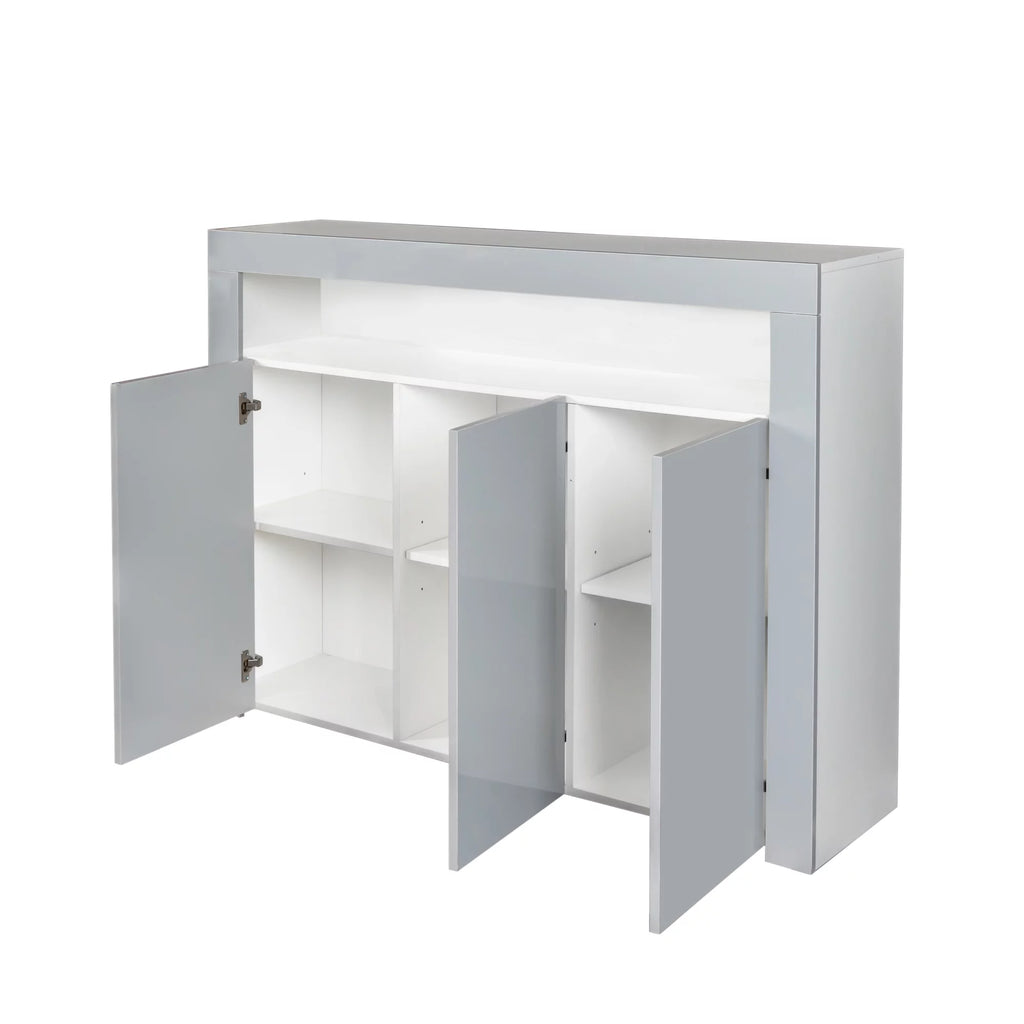 Black High Gloss Sideboard Storage Cabinet with LED Light H48741