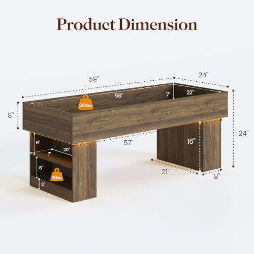 Walnut Wooden Pet Bed with 2 Cushions and Led Light G194780